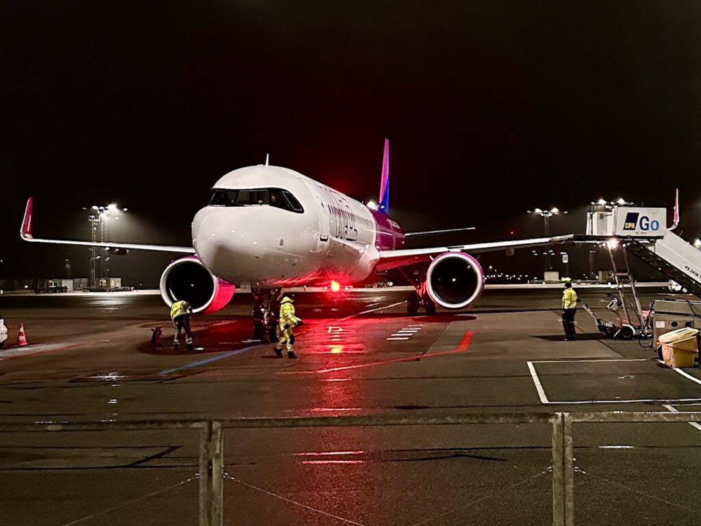 The Wizzair plane that will bring us from Copenhagen Airport to Bukarest, Romania.