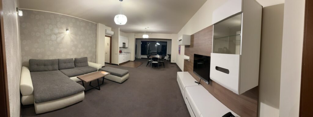 Our huge 100 m2 hotel room in Bucharest, Romania.