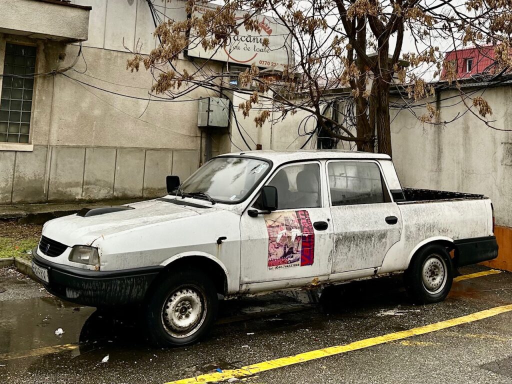 A nice Dacia double cab pickup parked at our hotel. Bucharest, Romania.